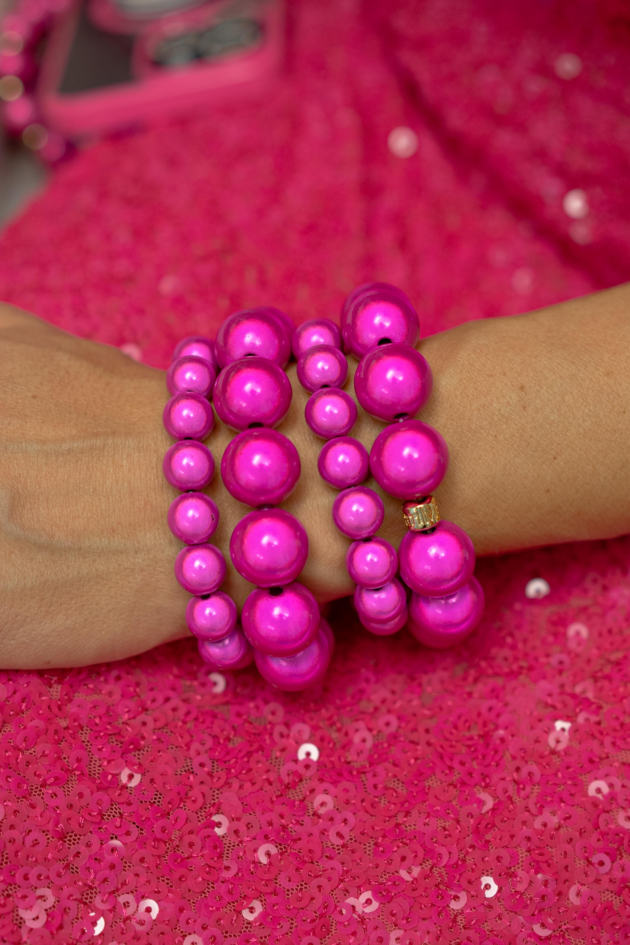 Perlenarmband Big Hot Pink