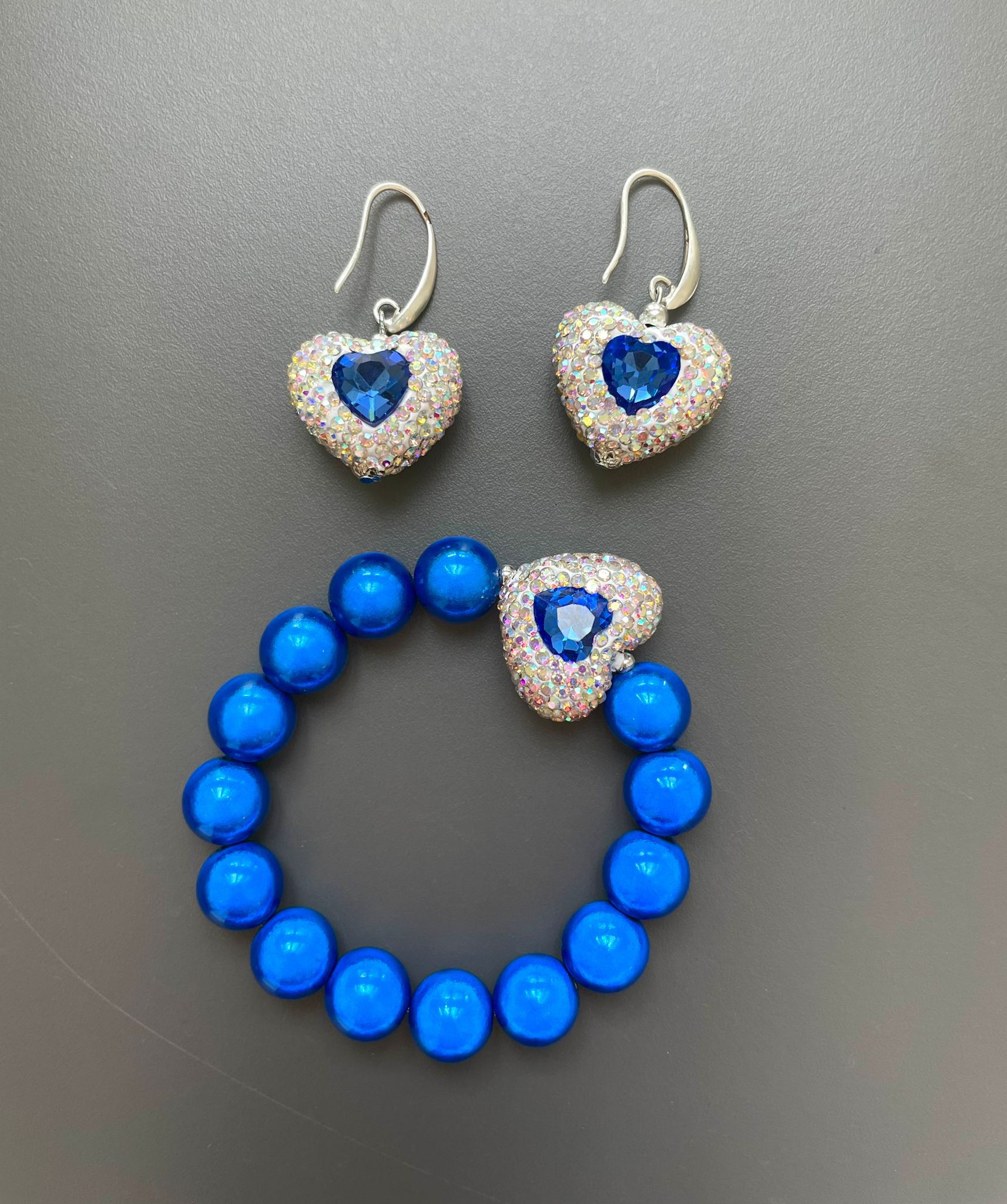 Set Crystal Marine Heart Silver