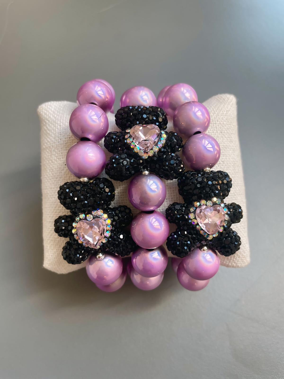 Armband Crystal Teddy Black Metallic