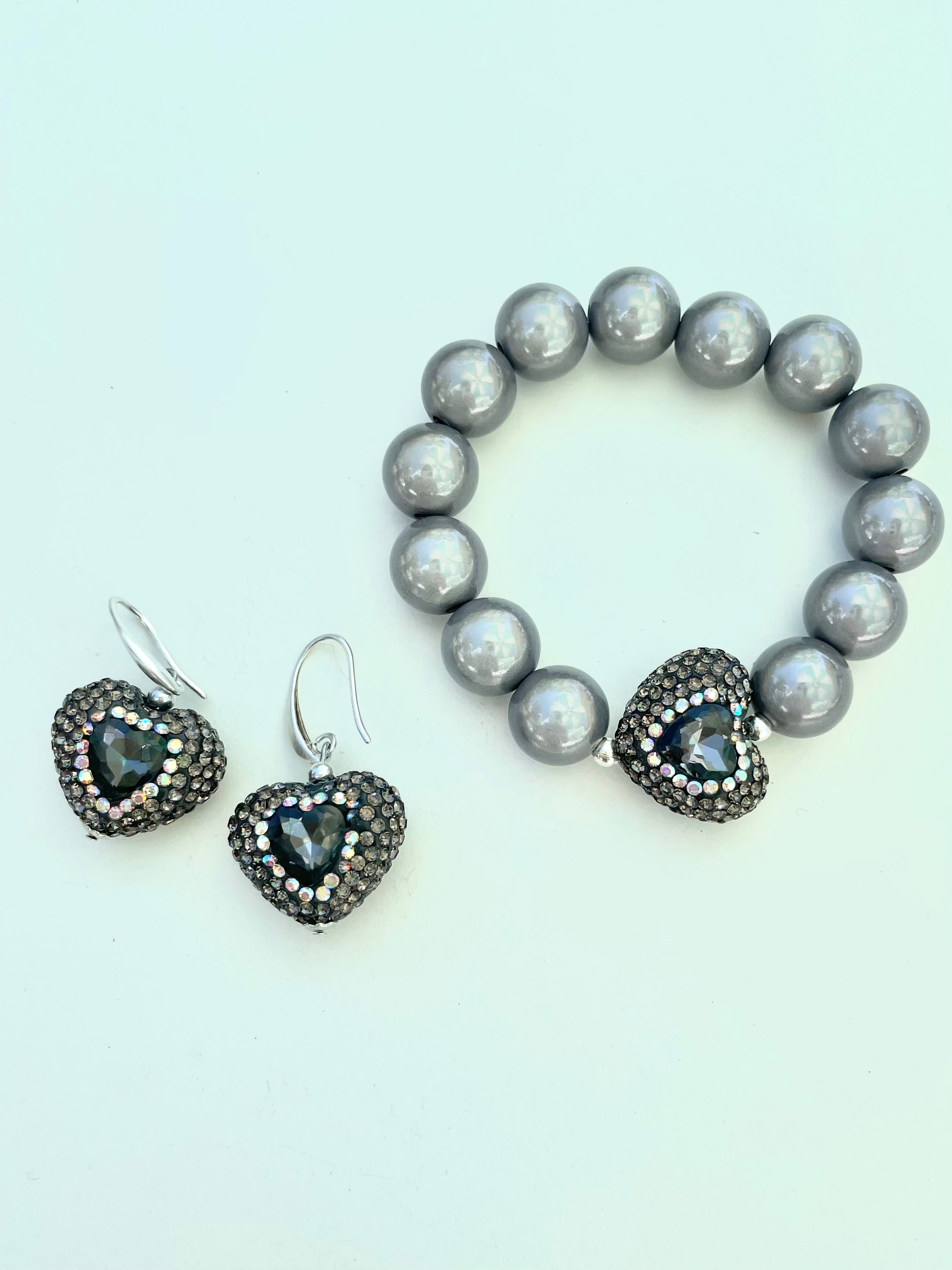 Set Crystal Anthrazit Silver