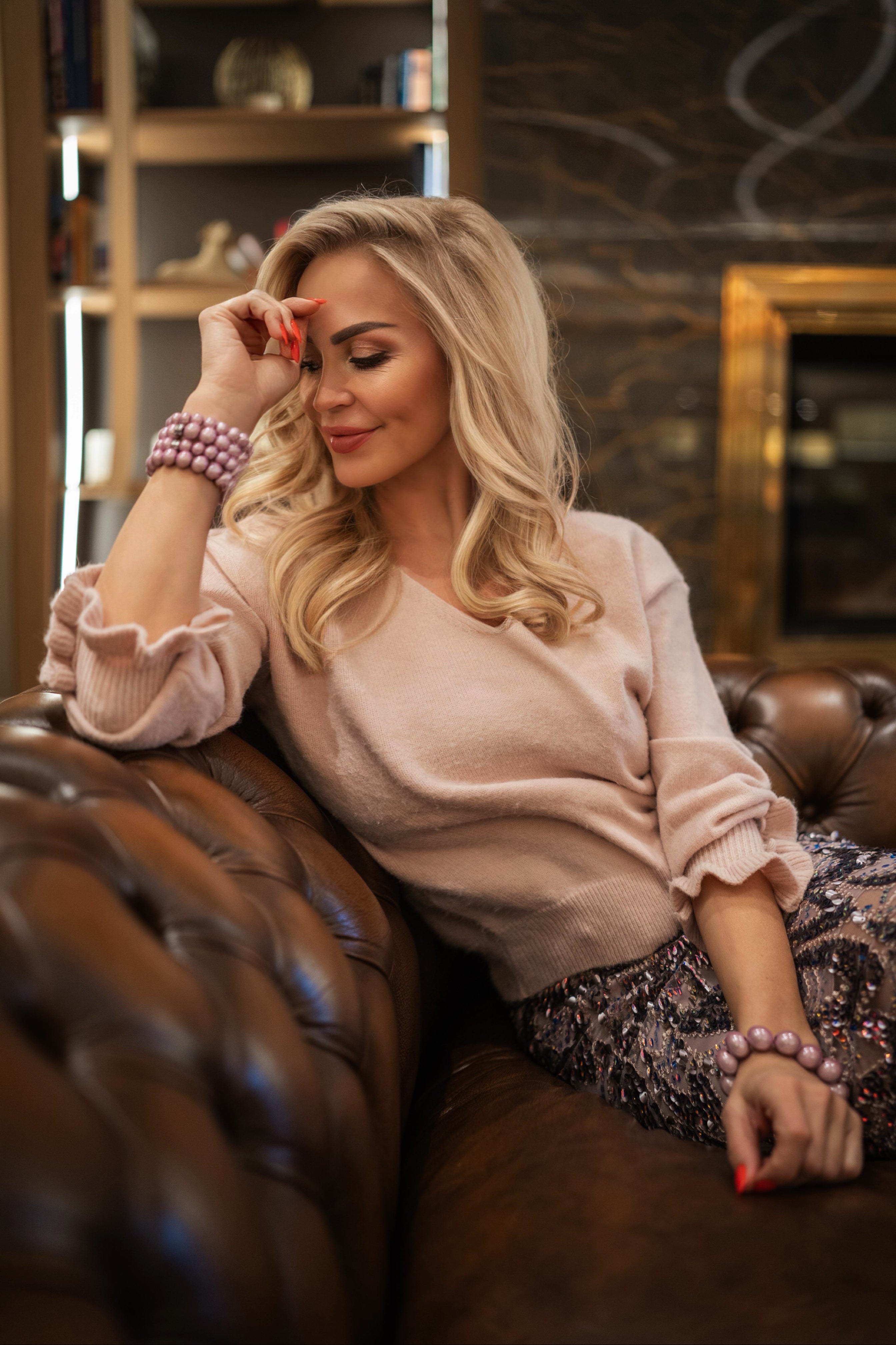 Perlenarmband Big Flieder