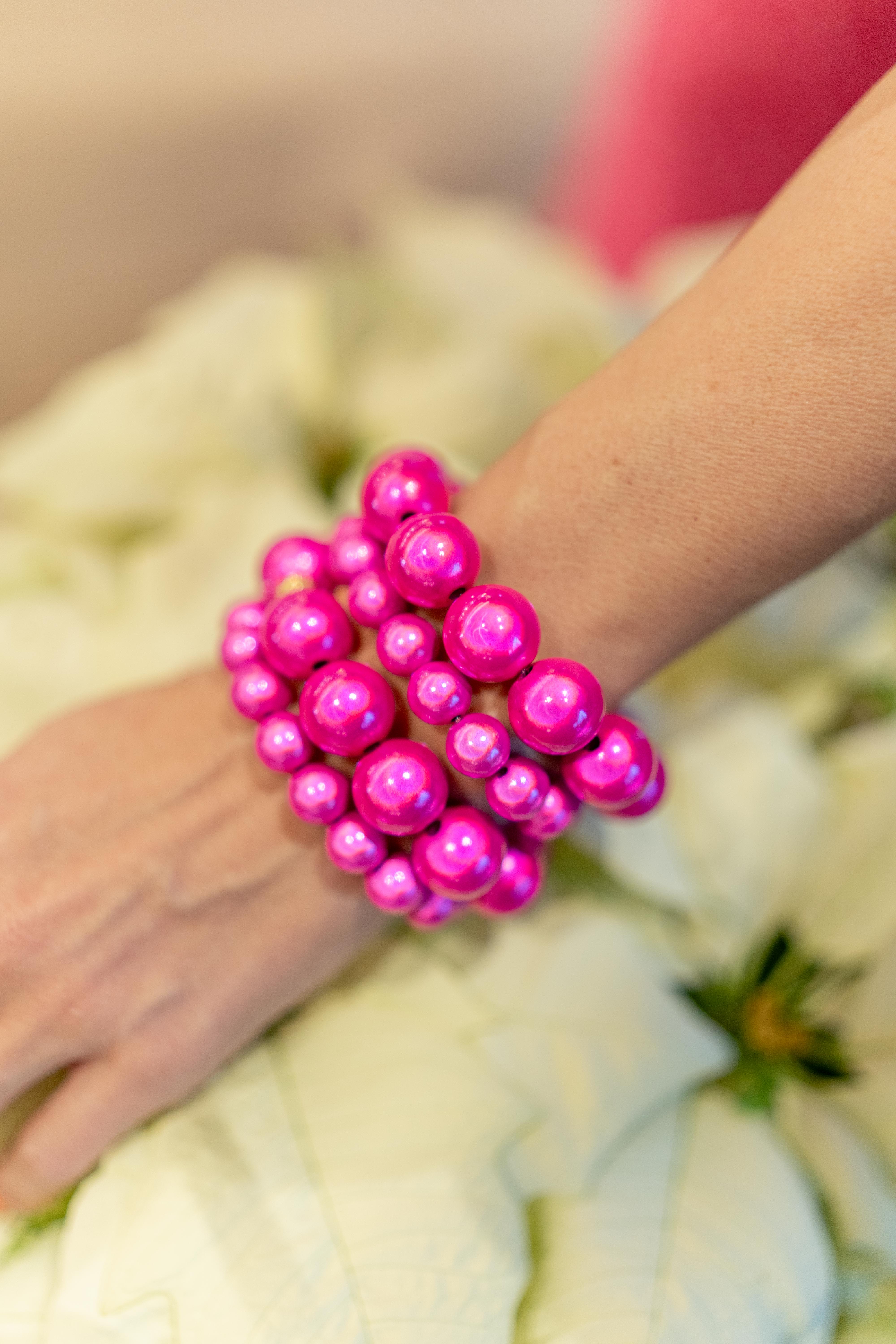 Perlenarmband Big Hot Pink