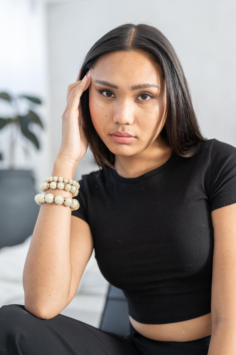 Perlenarmband Big Champagner